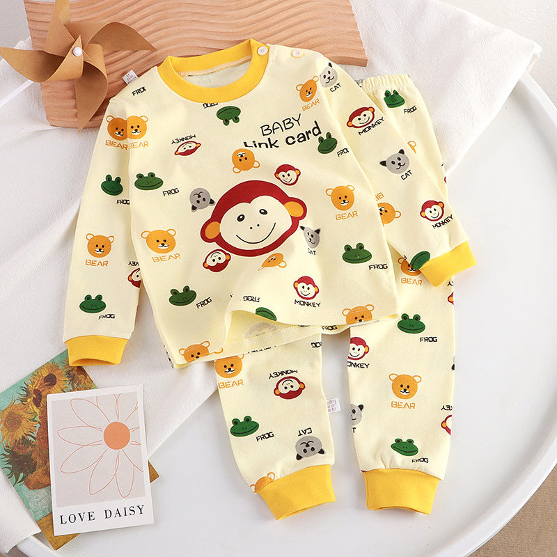Minimalist Autumn 2-Piece Unisex Kids' Pajama Set, Ages 2-9 | Color: Yellow | Image 1