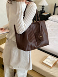 Trendy All-Season PU/Artificial Leather/Microfiber Leather Women's Shoulder Bags Tote Bags | Color: Coffee | Image 1
