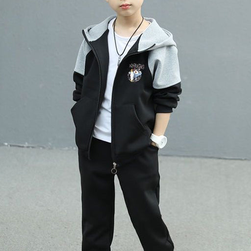 Minimalist Spring 2-Piece Boys' Pants Suit, Ages 3-13 | Color: Black | Image 1