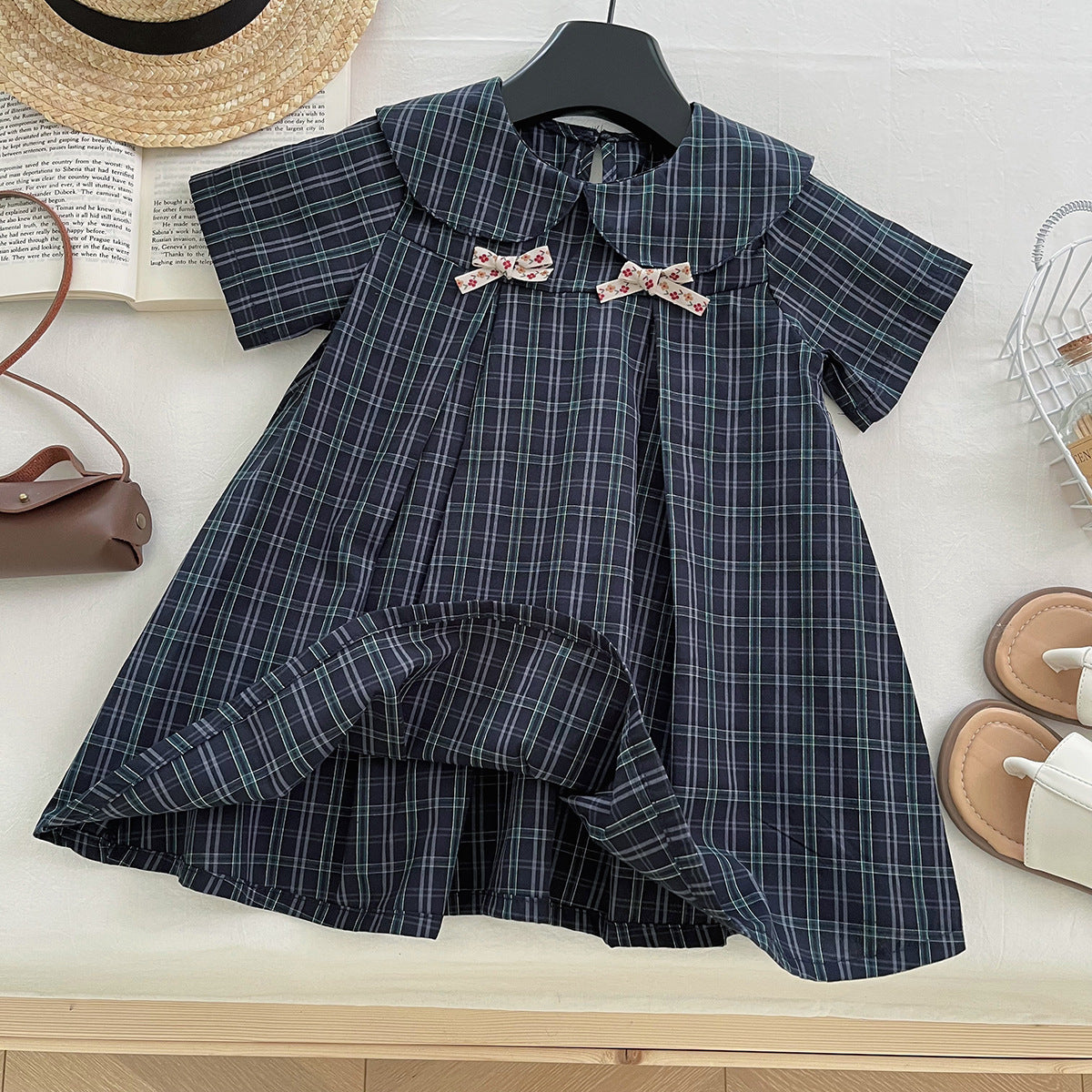 Casual Sporty Summer Girls' A-Line Dress, Ages 2-9 | Color: Navy | Image 2