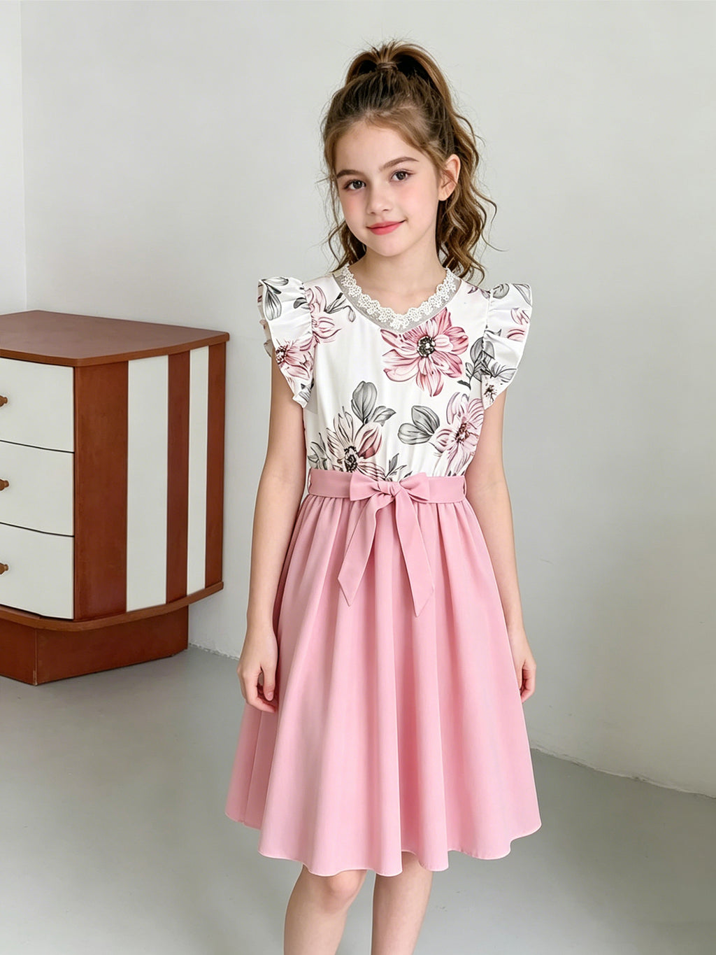 Sweet & Cute Summer Girls' A-Line Dress, Ages 8-12 | Color: Pink | Image 2