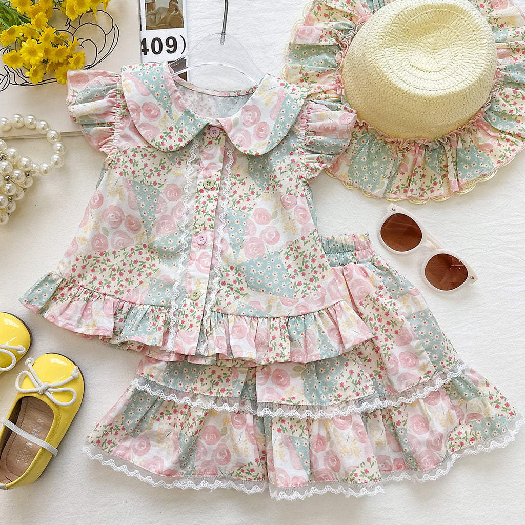 Casual Sporty Summer 3-Piece Girls' Dress Suit, Ages 2-9 | Color: Pink | Image 1