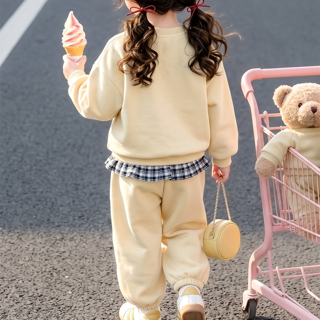 Casual Sporty Autumn 2-Piece Girls' Pants Suit, Ages 2-9 | Color: Yellow | Image 2