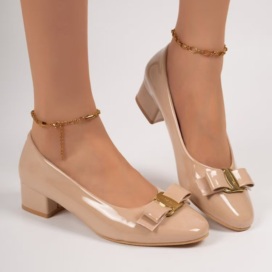 Modern Chic All-Season PU/Artificial Leather/Microfiber Leather Women's High Heels | Color: Apricot | Image 1