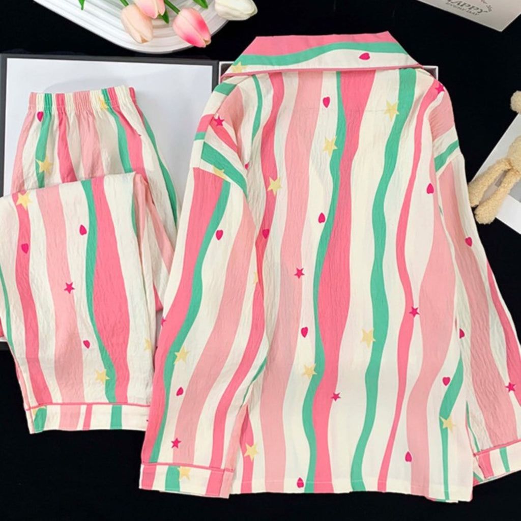 Casual Sporty Autumn 2-Piece Girls' Pajama Set, Ages 2-11 | Color: Style 1 | Image 2