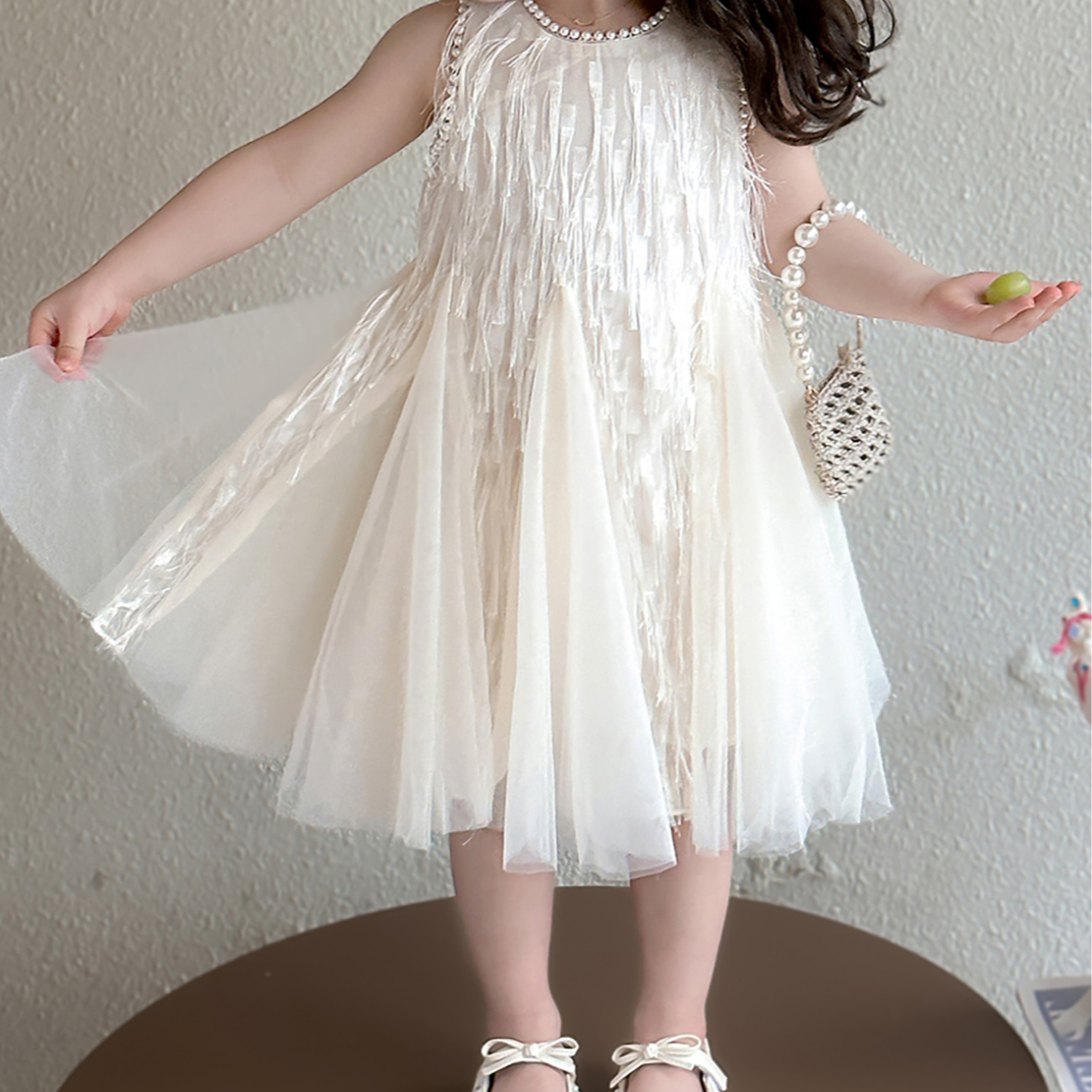Sweet & Cute Summer Girls' Tee Dress, Ages 2-9 | Color: White | Image 1