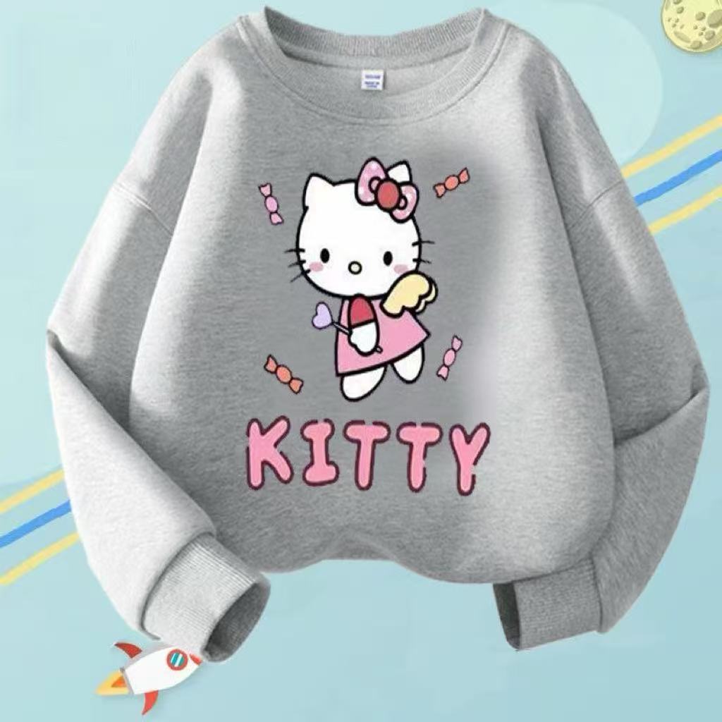 Modern Chic All-Season Minimalist Autumn Girls' Sweatshirt, Ages 2-11 | Color: Grey | Image 1