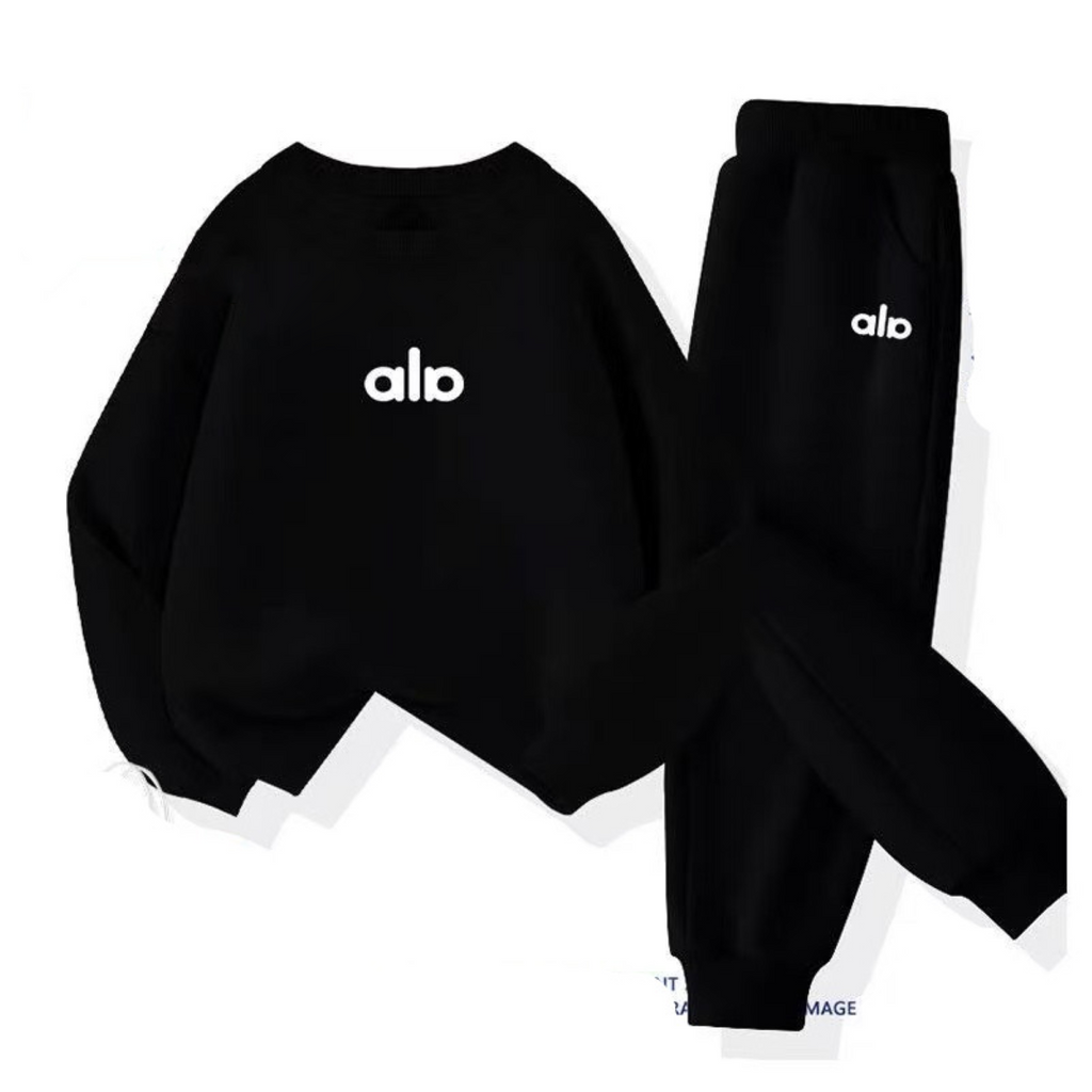 Modern Chic All-Season Minimalist Autumn 2-Piece Unisex Kids' Pants Suit, Ages 2-13 | Color: Black | Image 1