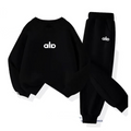 Modern Chic All-Season Minimalist Autumn 2-Piece Unisex Kids' Pants Suit, Ages 2-13 | Color: Black | Image 1