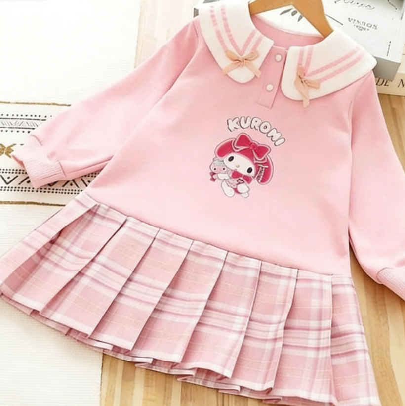 Modern Chic All-Season Casual Sporty Winter Girls' Hoodie Dress, Ages 4-14 | Color: Pink | Image 1