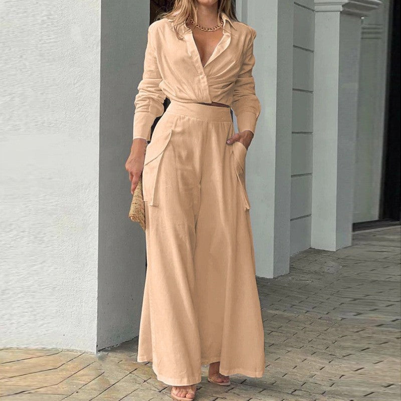 Minimalist Autumn Shirt Set | Color: Camel | Image 1
