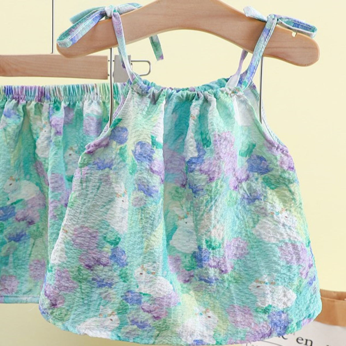 Minimalist Summer 2-Piece Girls' Pants Suit, Ages 2-9 | Color: Green | Image 2