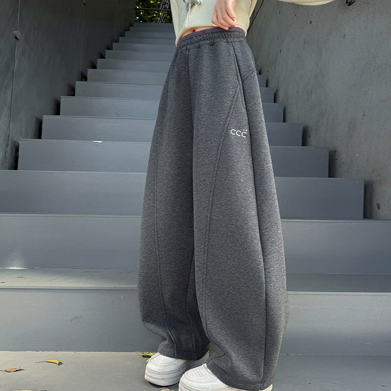 Modern Chic All-Season Minimalist Spring Girls' Casual Pants, Ages 4-14 | Color: Dark Grey | Image 1