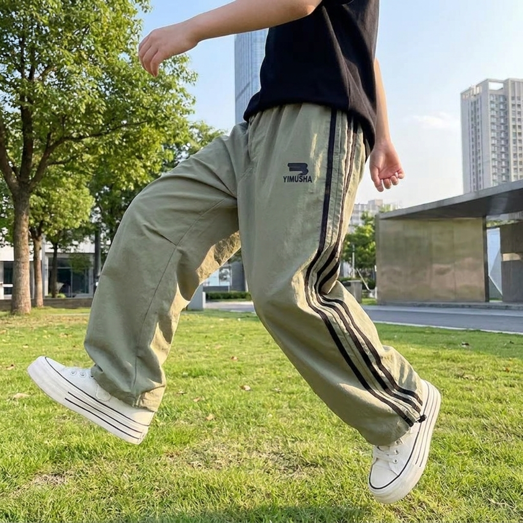 Modern Chic All-Season Casual Sporty Autumn Boys' Casual Pants, Ages 4-14 | Color: Green | Image 3