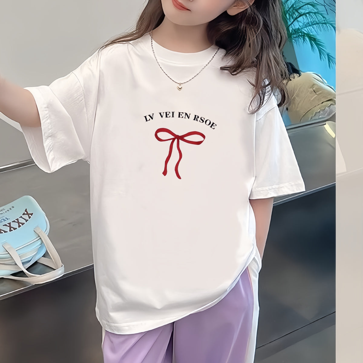 Casual Sporty Summer Unisex Kids' T-Shirt, Ages 2-11 | Color: White | Image 1