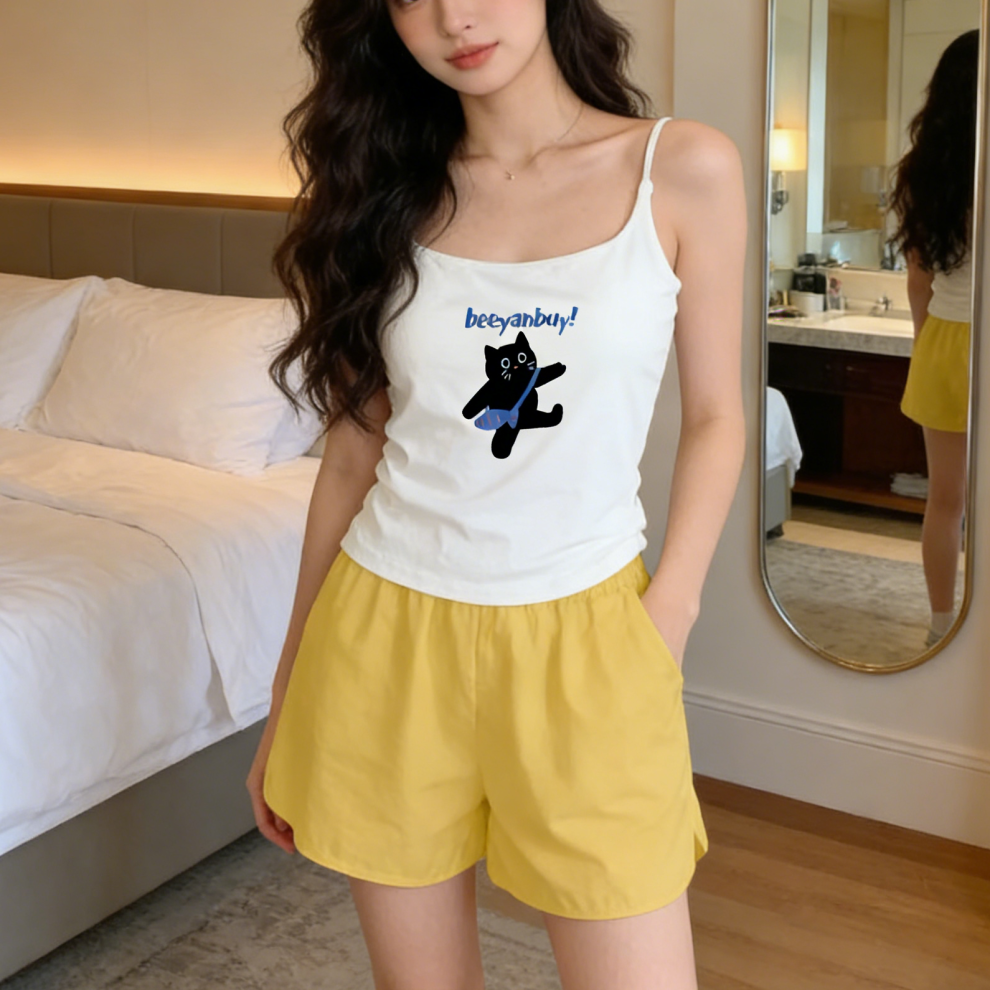 Sweet Feminine Summer 2 Pcs Women 's Sleeveless Sleep Set | Color: Style 4 | Image 1
