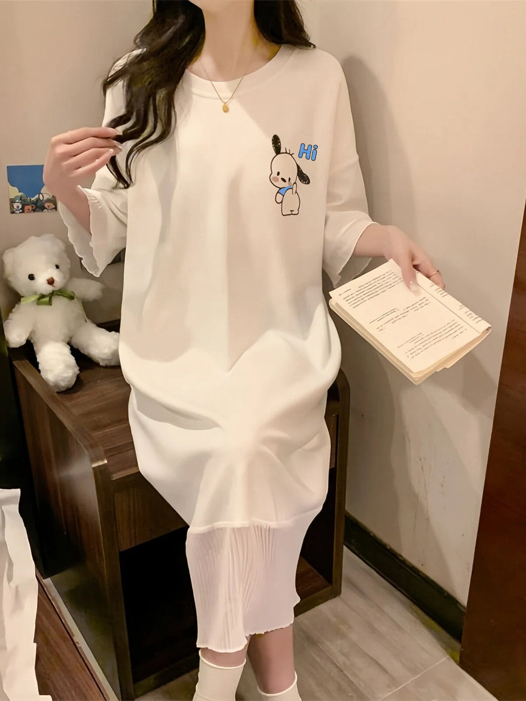 All-Season Sweet & Cute Summer Women 's Short  Sleeve Sleep Dress | Color: Style 1 | Image 1