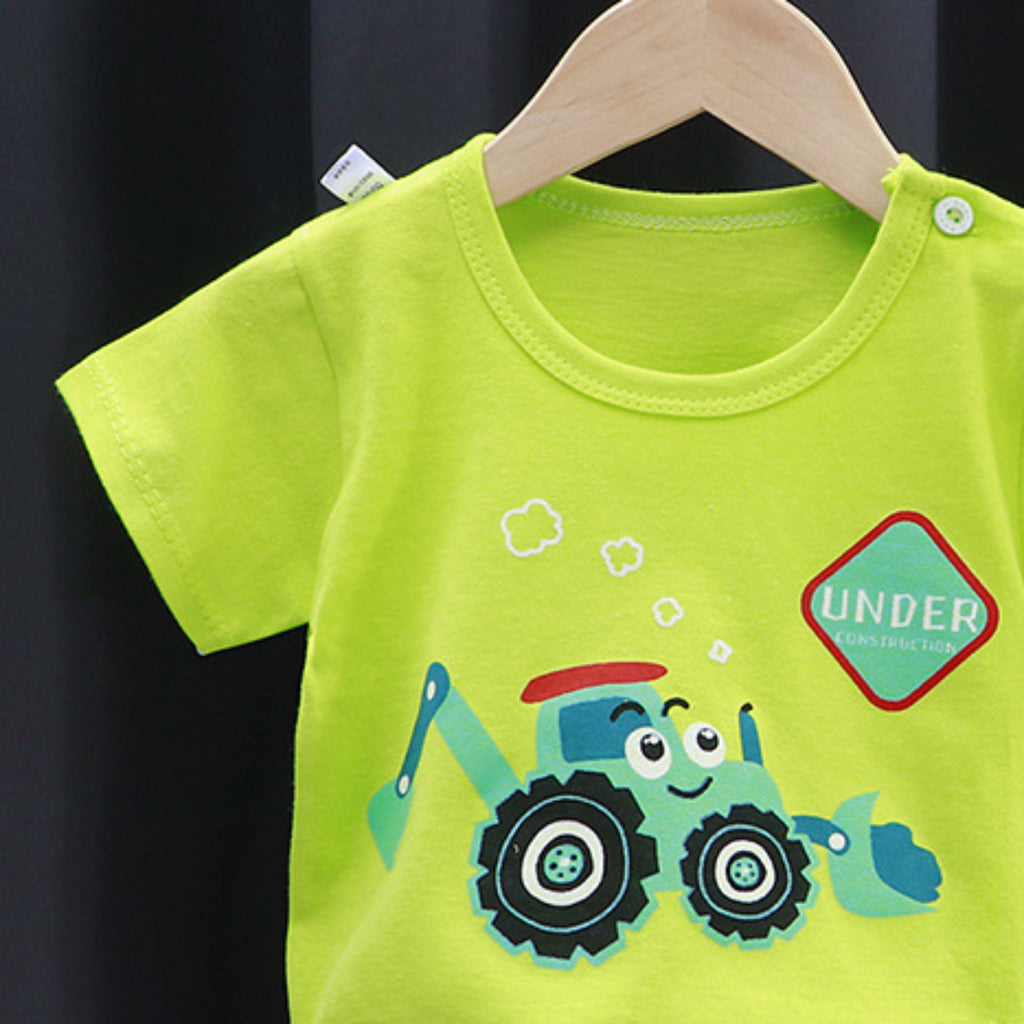 Modern Chic All-Season Minimalist Summer 2-Piece Unisex Baby Pajama Set, Ages 3-24 Months | Color: Green | Image 3