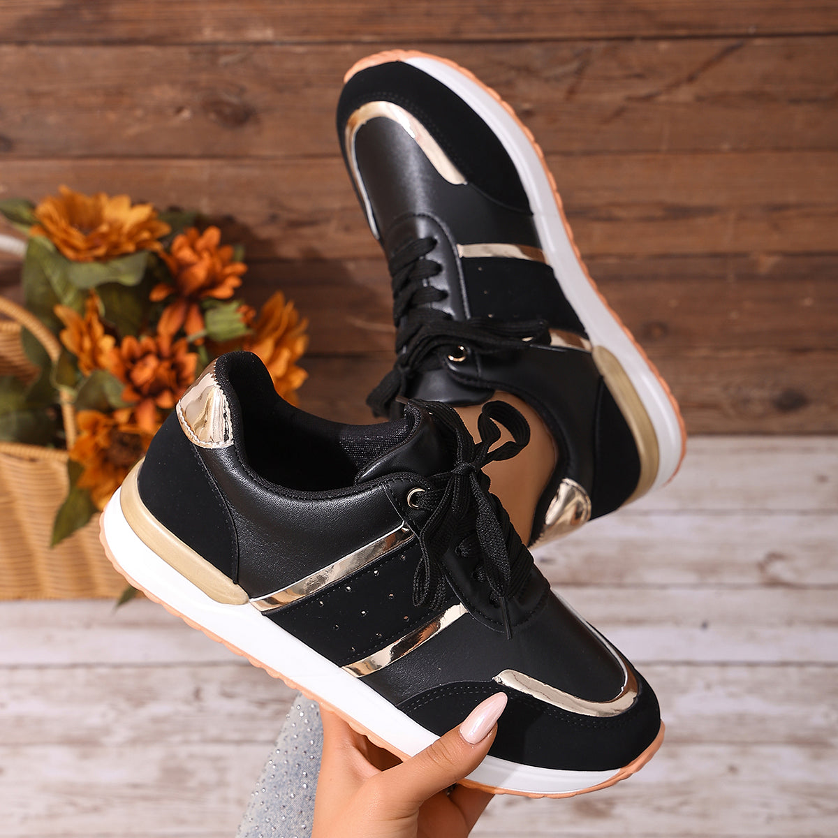 Modern Chic All-Season PU/Artificial Leather/Microfiber Leather Women's Casual Shoes | Color: Black | Image 3