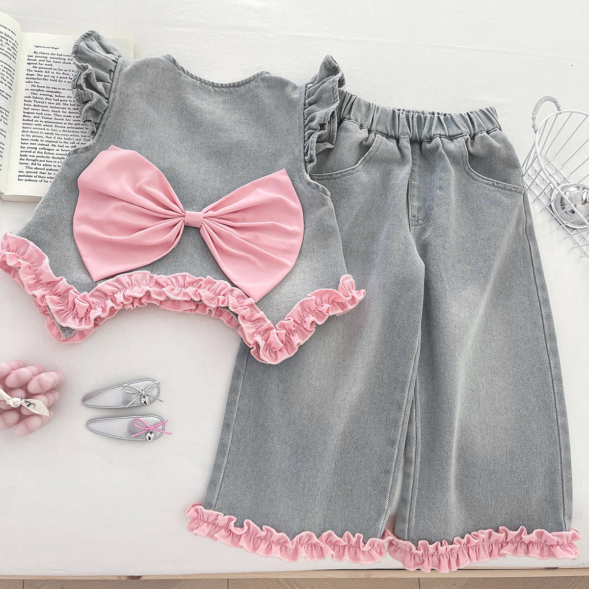 Sweet & Cute Autumn 3-Piece Girls' Pants Suit, Ages 2-9 | Color: As the Picture | Image 2