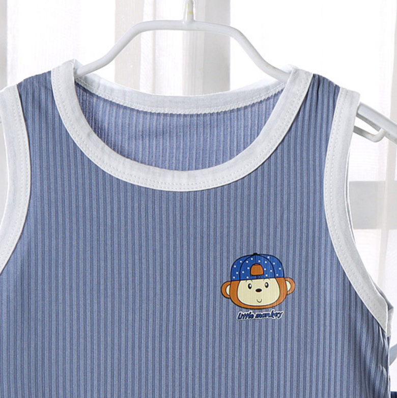 Minimalist Summer 2-Piece Boys' Pajama Set, Ages 2-7 | Color: Grey | Image 3
