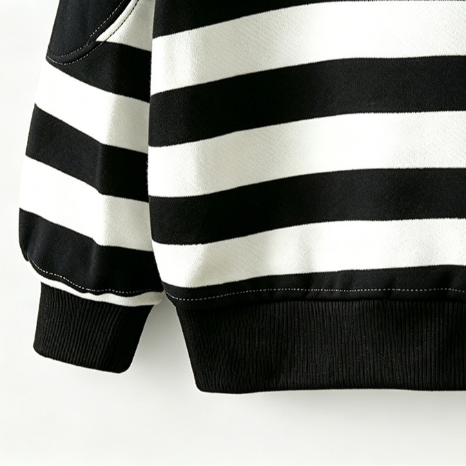 Modern Chic All-Season Casual Sporty Autumn Boys' Sweatshirt, Ages 2-9 | Color: Black&White | Image 2