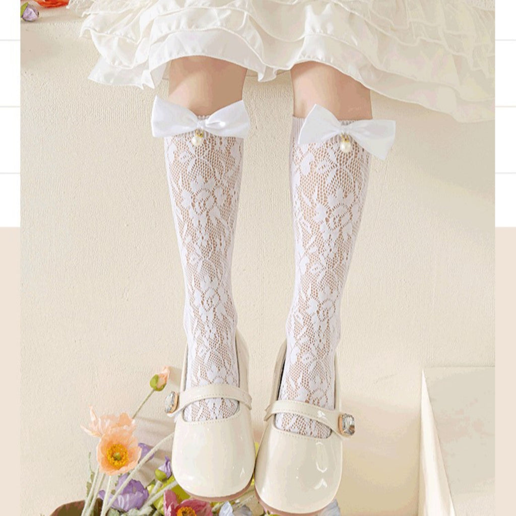 Sweet & Cute Summer Girls' Calf Socks | Color: White | Image 3