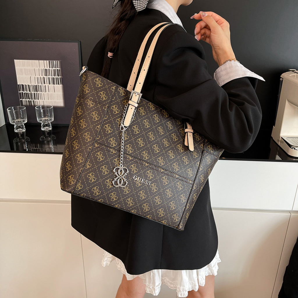 Modern Chic All-Season PU/Artificial Leather/Microfiber Leather, Cloth / Textile Women's Shoulder Bags Tote Bags | Color: Coffee | Image 1