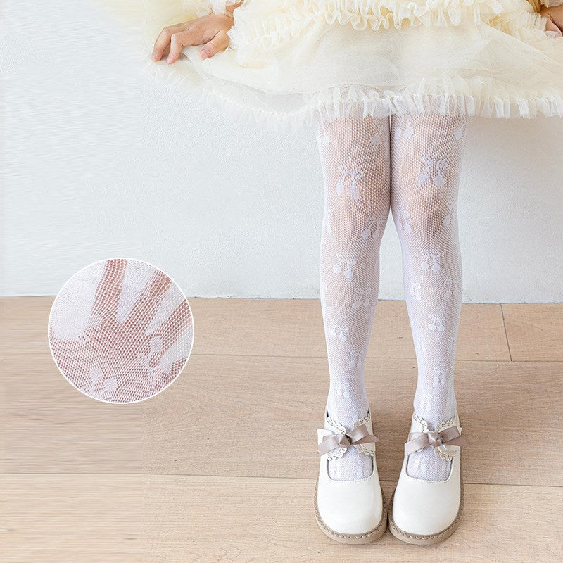 Sweet & Cute Summer Girls' Tights, Ages 5-13 | Color: White | Image 3