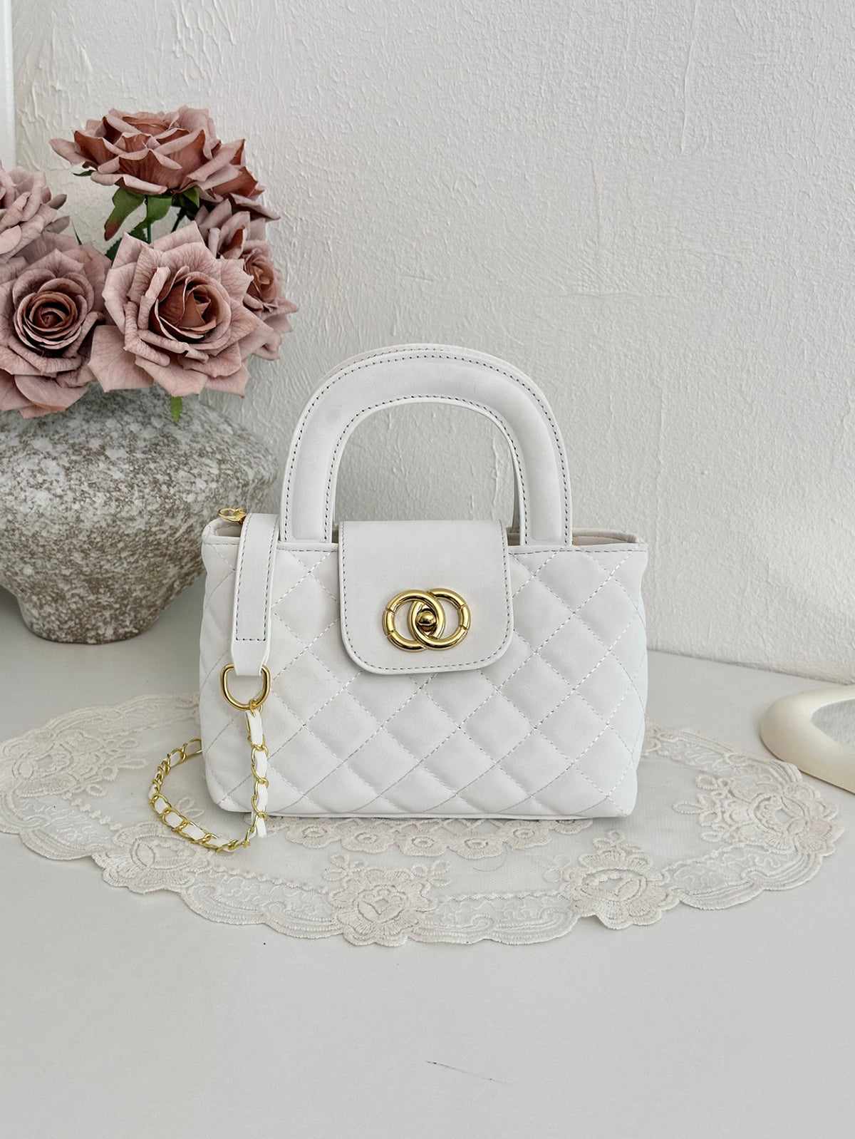 Modern Chic All-Season PU/Artificial Leather/Microfiber Leather Women's Crossbody Bags Other Bags | Color: White | Image 3