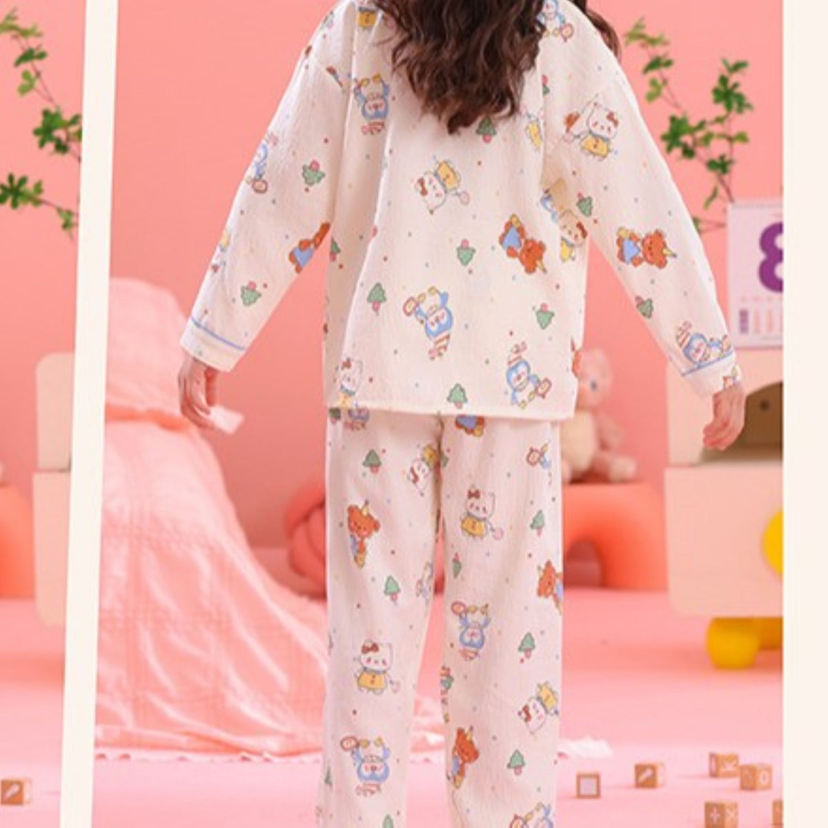 Modern Chic All-Season Casual Sporty Autumn 2-Piece Unisex Kids' Pajama Set, Ages 2-13 | Color: Style 2 | Image 2