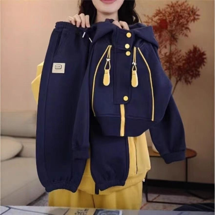 Modern Chic All-Season Minimalist Spring Boys' Pants Suit, Ages 4-14 | Color: Navy | Image 1