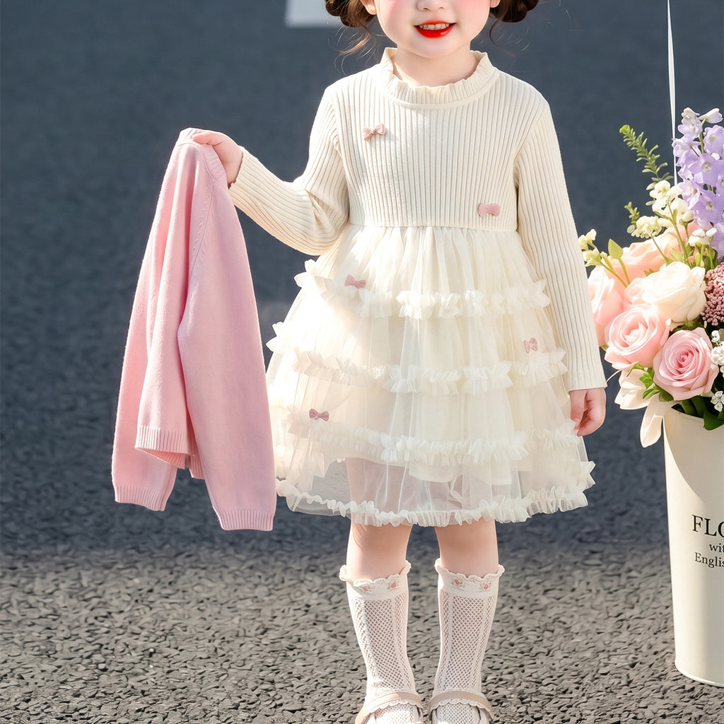 Sweet & Cute Autumn 2-Piece Girls' Dress Suit, Ages 2-9 | Color: Pink | Image 2
