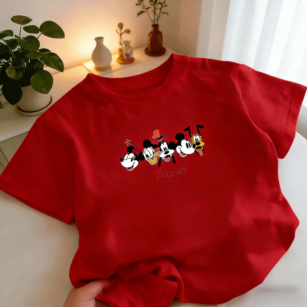 Modern Chic All-Season Casual Sporty Summer Unisex Kids' T-Shirt, Ages 2-9 | Color: Red | Image 1
