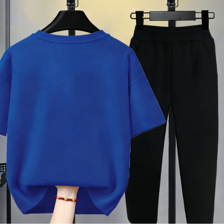 Modern Chic All-Season Minimalist Summer 2-Piece Boys' Pants Suit, Ages 3-14 | Color: Blue | Image 3