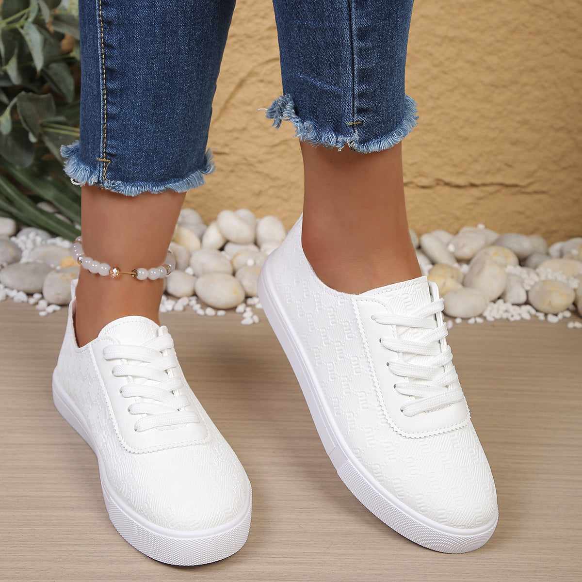 Modern Chic All-Season PU/Artificial Leather/Microfiber Leather Women's Casual Shoes | Color: White | Image 2