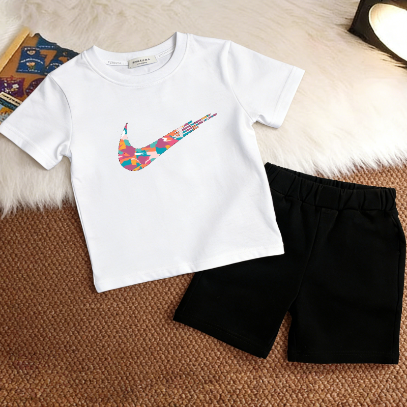 Modern Chic All-Season Casual Sporty Summer Unisex Kids' Pants Suit | Color: White | Image 1