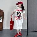 Modern Chic All-Season Casual Sporty Summer Girls' Tee Dress, Ages 4-14 | Color: White | Image 1