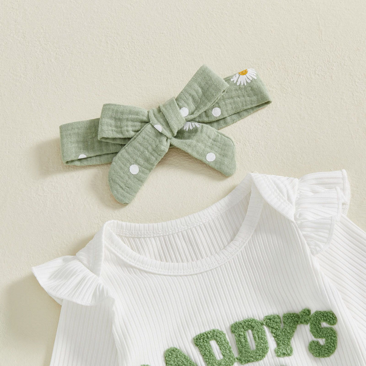 Trendy Autumn 2-Piece Baby Girls' Pants Suit, Ages 0-6 Months | Color: Light Green | Image 2