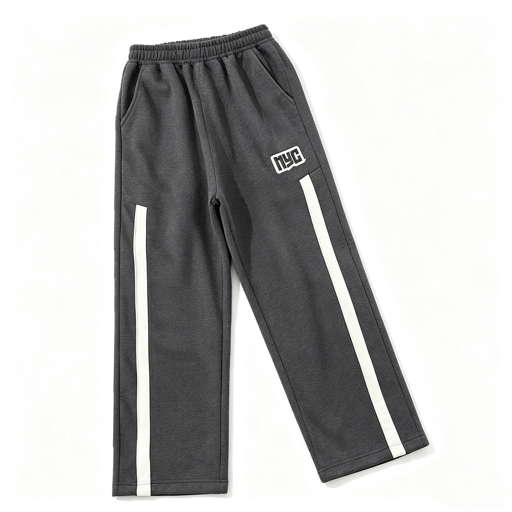 Casual Sporty Autumn Unisex Kids' Loose Pants, Ages 4-14 | Color: Dark Grey | Image 2