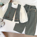 Trendy Autumn 3-Piece Girls' Pants Suit, Ages 2-9 | Color: Grey | Image 1