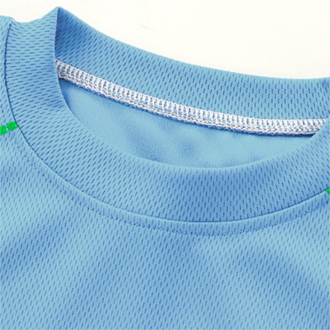 Minimalist Summer 2-Piece Unisex Kids' Pants Suit, Ages 3-11 | Color: Blue | Image 2