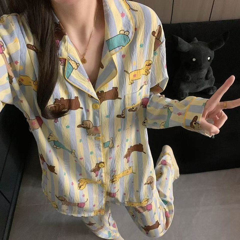 Sweet & Cute All-Season 2 Pcs Women 's Long Sleeve Sleep Set | Color: Light Blue | Image 3