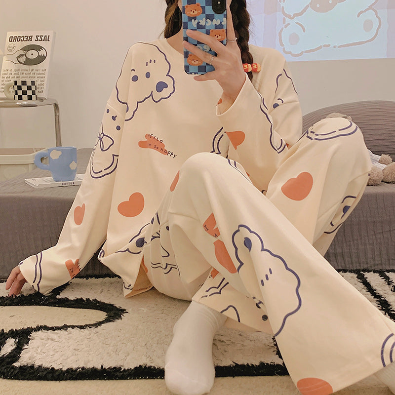 Sweet Feminine All-Season 2 Pcs Women 's Long Sleeve Sleep Set | Color: Style 2 | Image 3