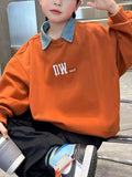 Casual Sporty Autumn Boys' Sweatshirt, Ages 4-14 | Color: Orange | Image 1