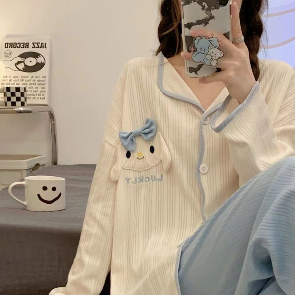 Modern Chic Sweet Feminine All-Season 2 Pcs Women 's Long Sleeve Sleep Set | Color: Style 4 | Image 2