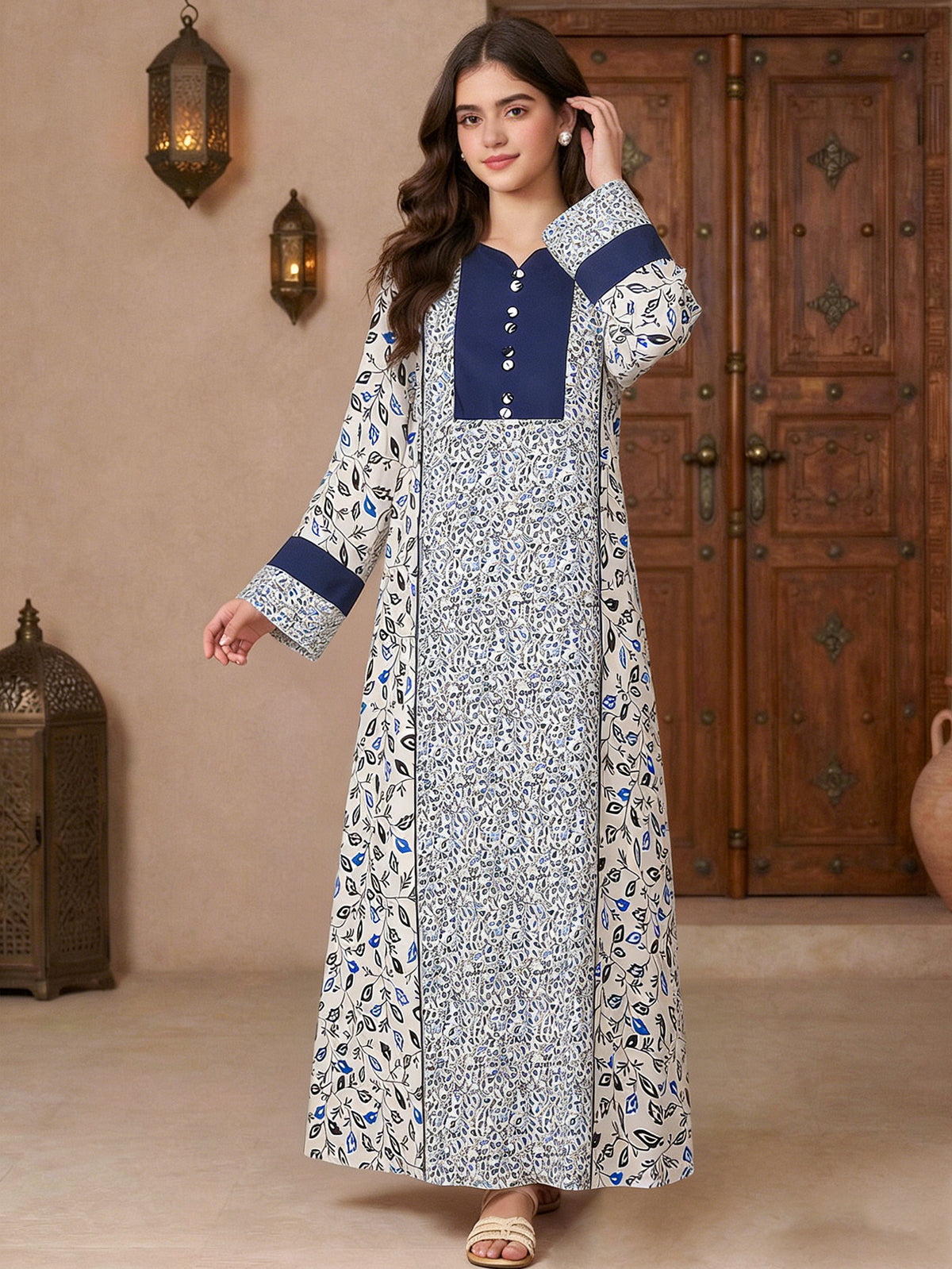 Elegant Spring Girls' National Costume, Ages 6-14 | Color: Blue | Image 2