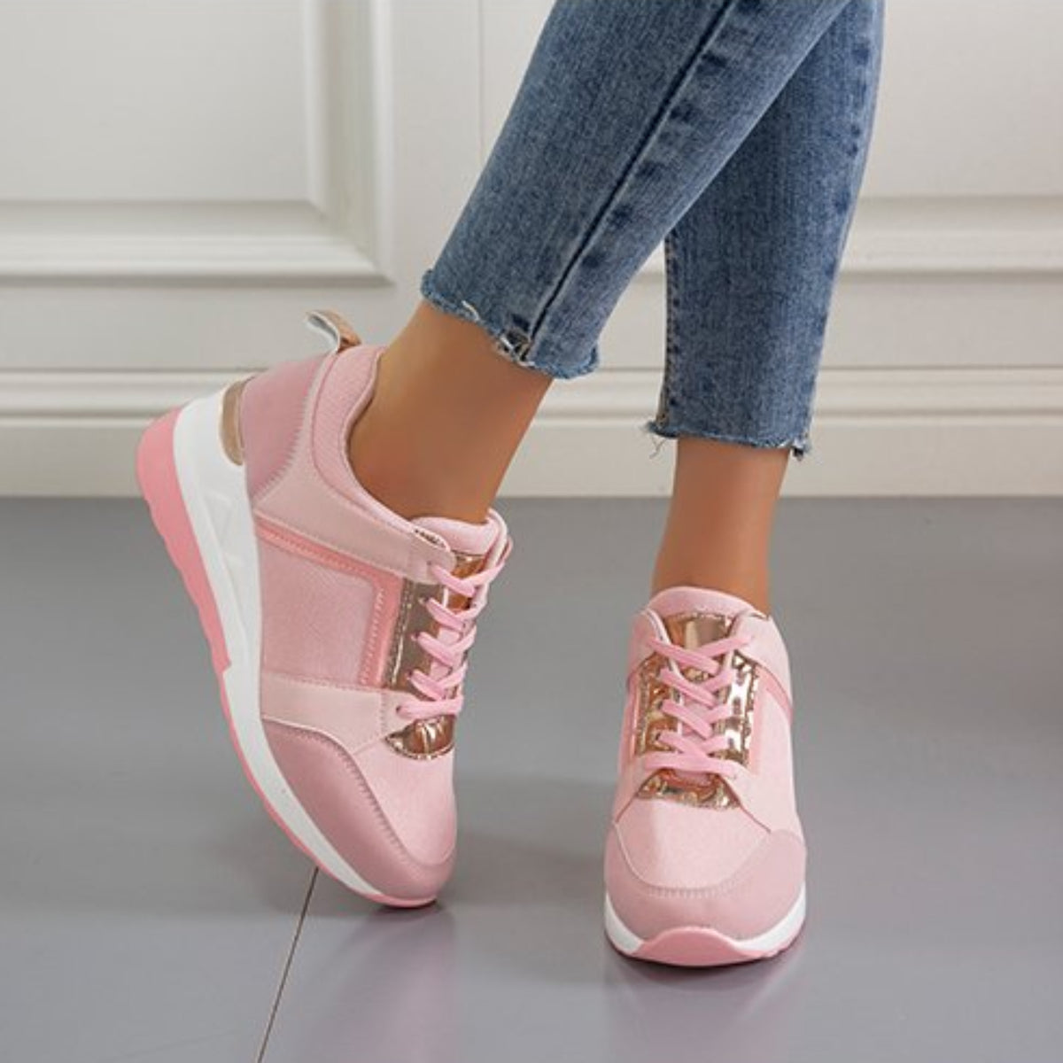 Modern Chic All-Season Others Women's Fashion Sneaker | Color: Pink | Image 2