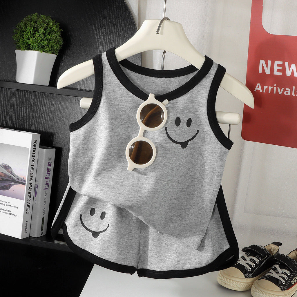 Modern Chic All-Season Casual Sporty Summer 2-Piece Boys' Pants Suit, Ages 2-7 | Color: Grey | Image 1