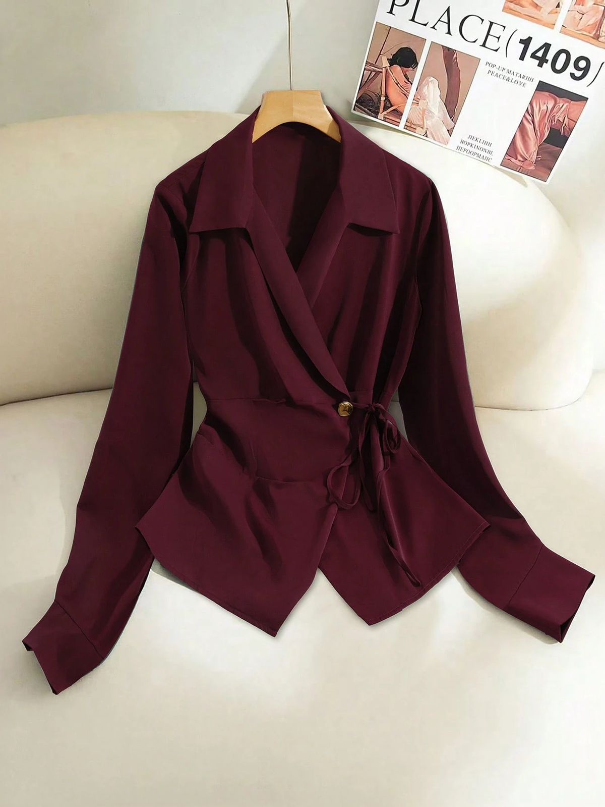 Elegant All-Season Blouse | Color: Red | Image 1